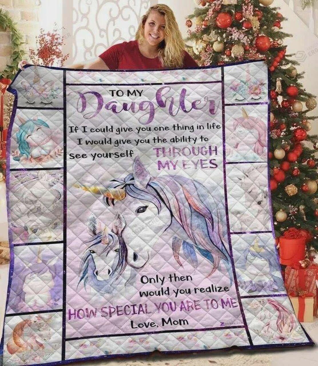 onalized Unicorn To My Daughter From Mom Hpecial You Are To Me Quilt Blanket Greattomized G For Birthday C Thgiving