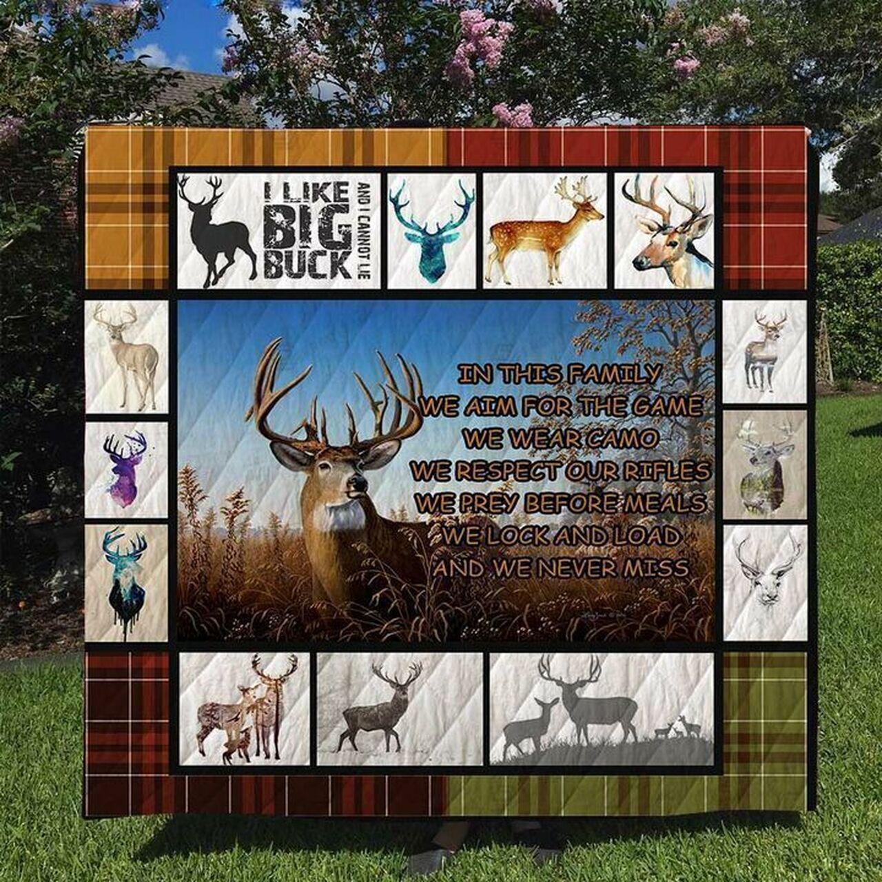 Deer In Family We Lock And Load And We Nevers Quilt Blanket Greattomized Blanket G For Birthday C Thgiving