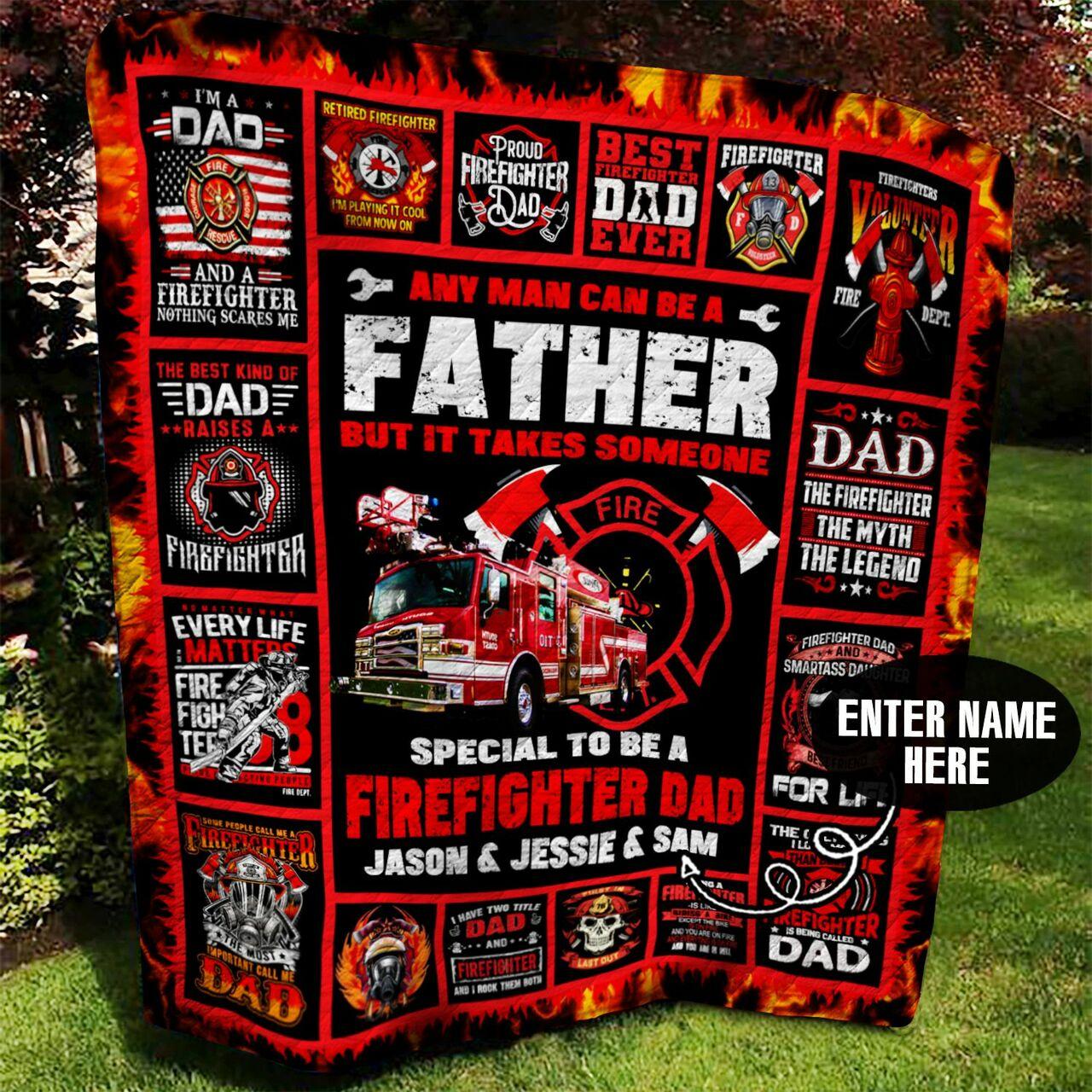 Firefighter Dad onalized Quilt Blanket Bbb080m