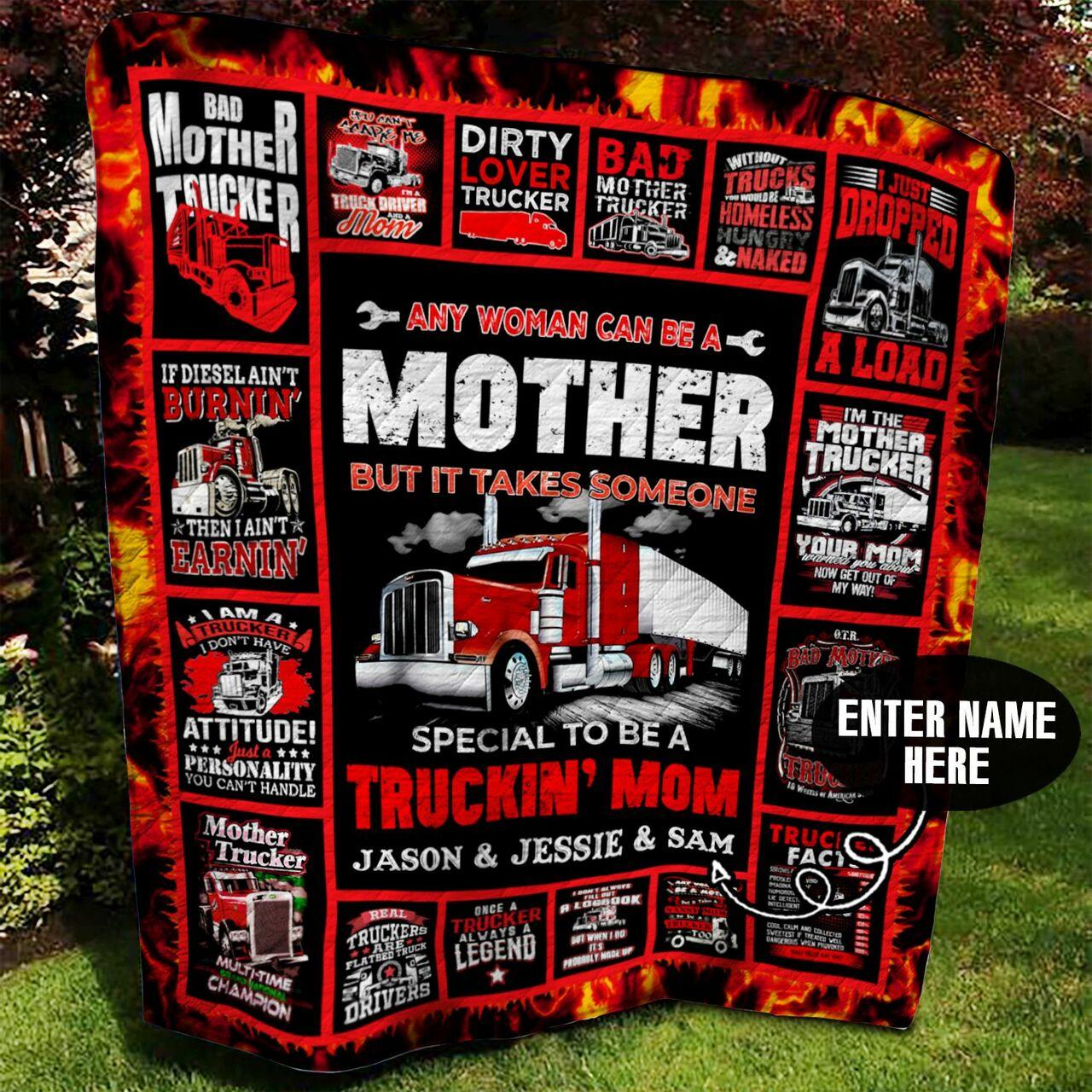 Trucker Mother onalized Quilt Blanket Bbb050m