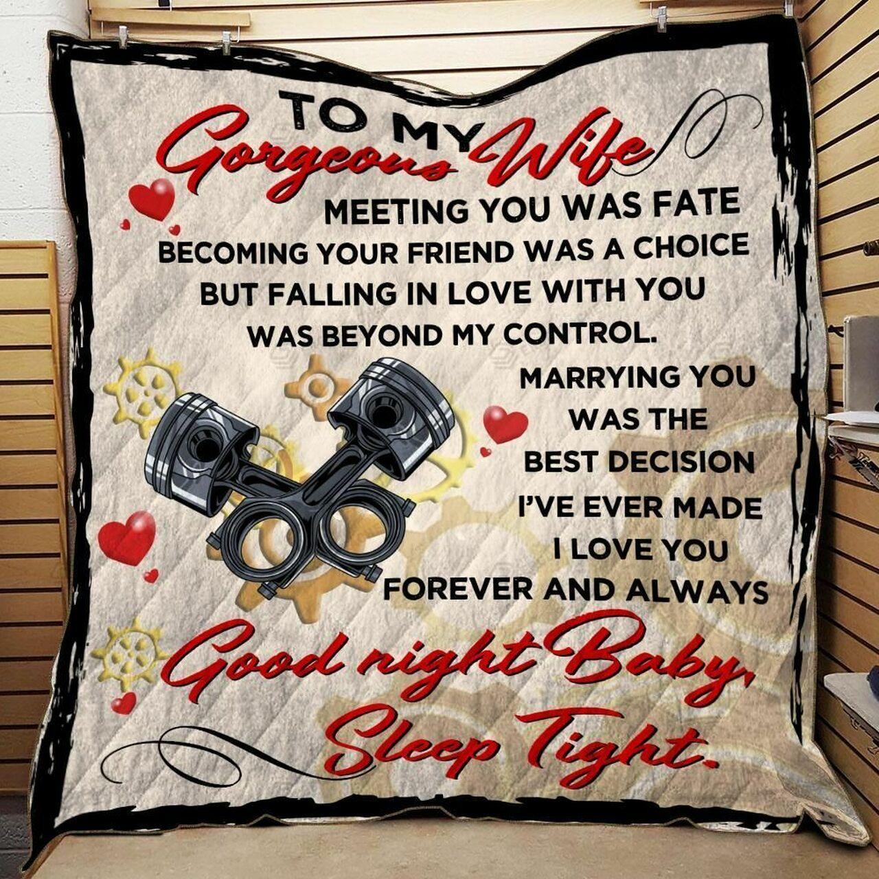 onalized Mechanic To My Wife Quilt Blanket I Love You Forever And Al Good Night Baleep Tight Greattomized Blanket G For Birthday C Thgiving