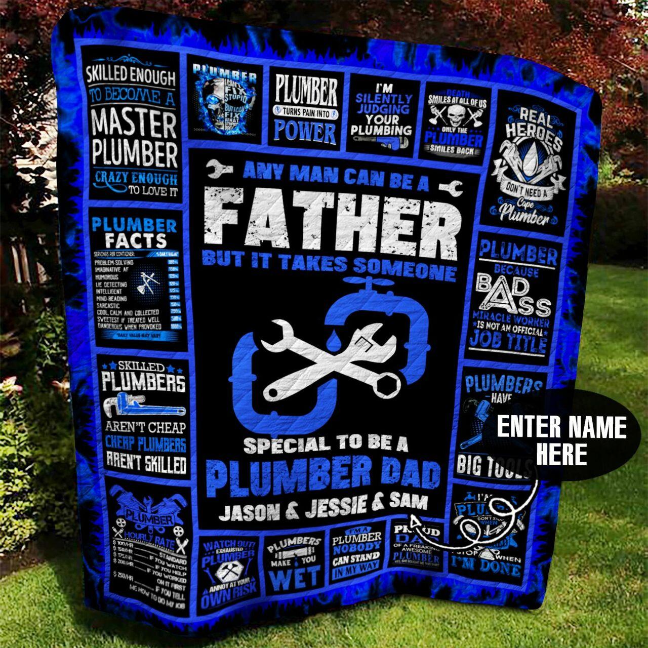Plumber Dad onalized Quilt Blanket Bbb080m