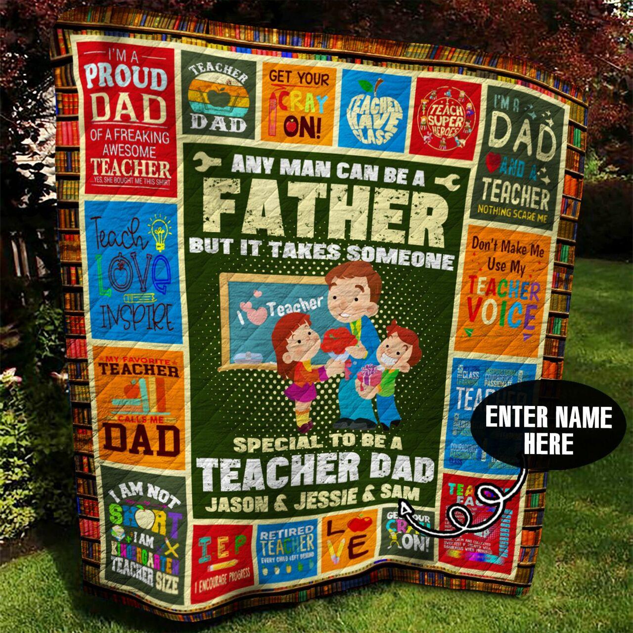 Teacher Dad onalized Quilt Blanket Bbb100m
