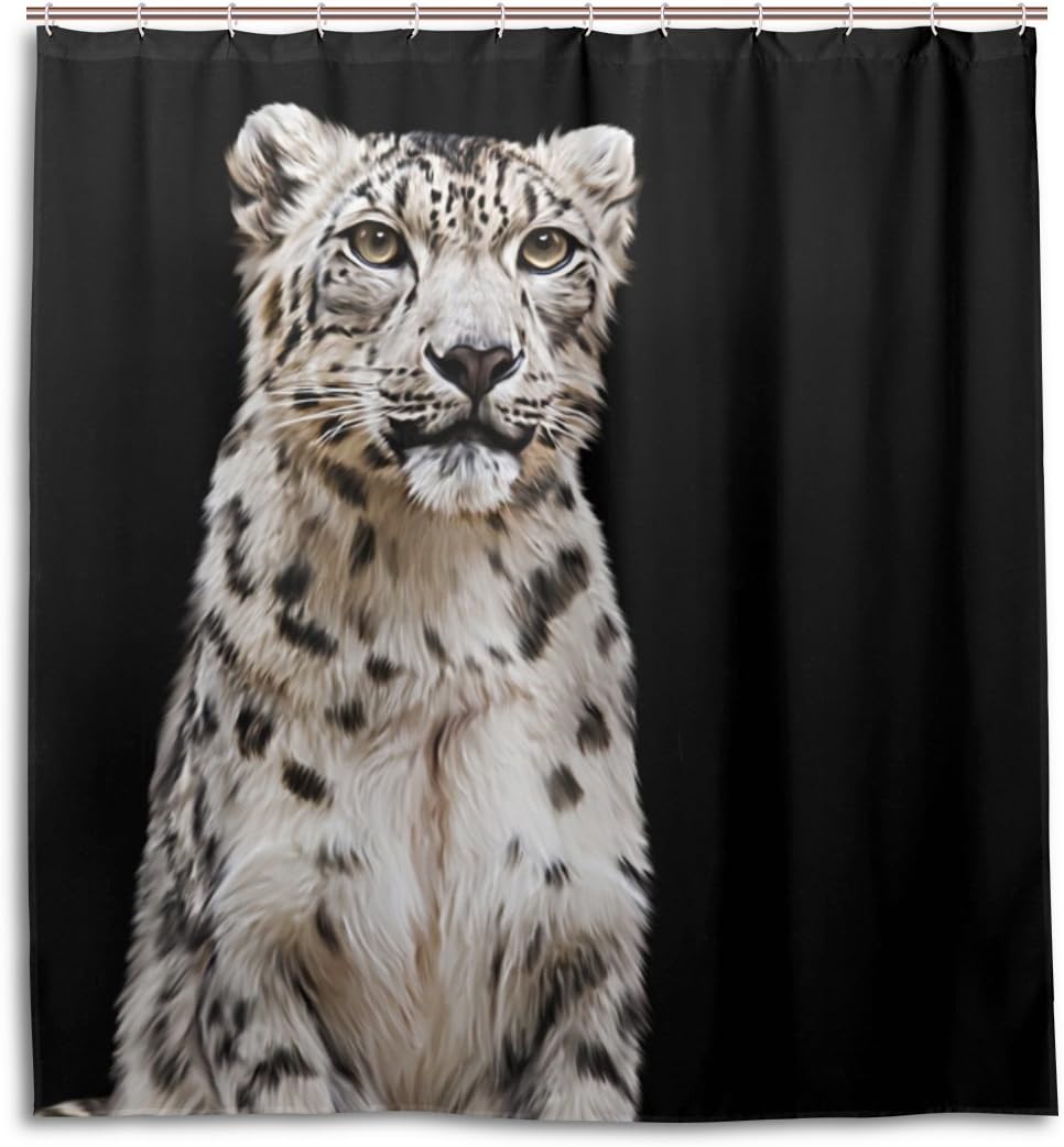 Snow Leopard Waterproof Shower Curtain For Bathroom Decor