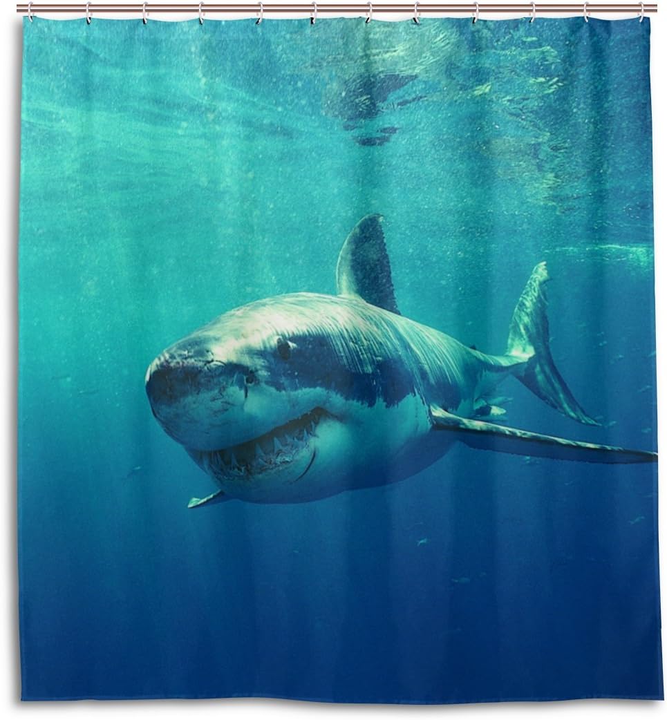 Sea Shark Ocean Waterproof Bathroom Shower Curtain Home Decor