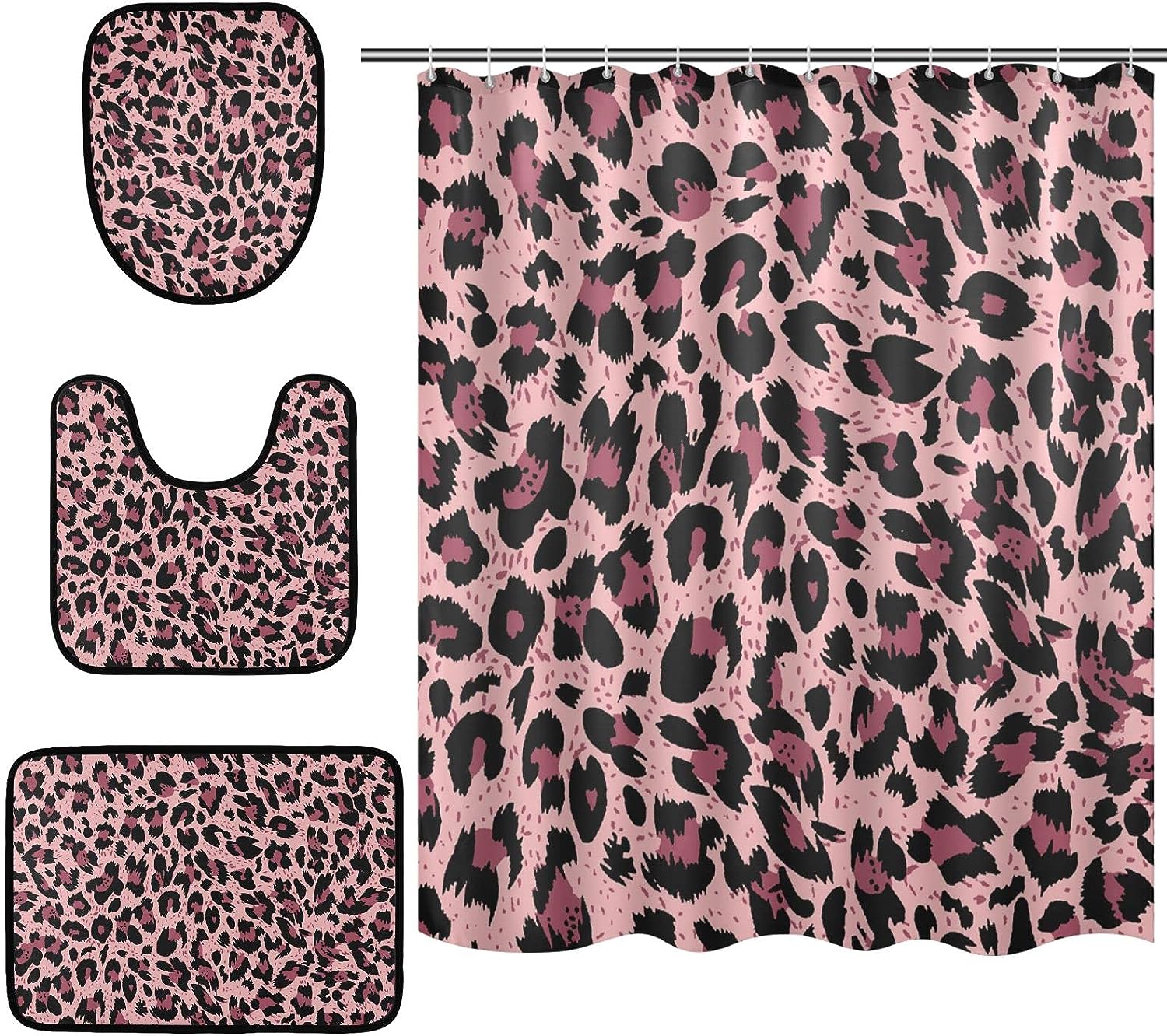 Retro Leopard Spot Shower Curtain Set For Bathroom Home Decor
