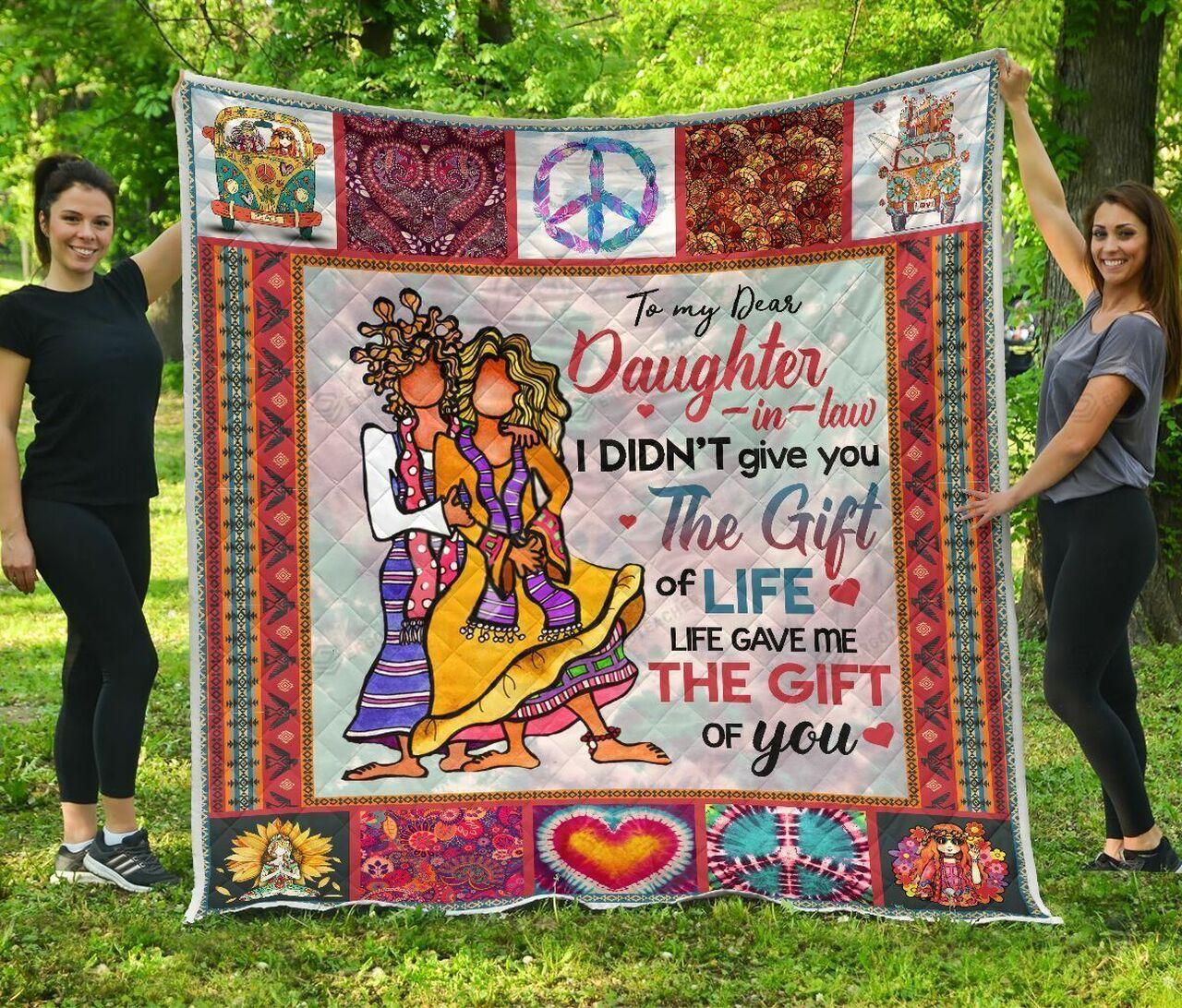 onalized Colorful Hipptyle To My Daughter-In-Law Quilt Blanket Life Gave Me The Gift Of You Greattomized Blanket G For Birthday C Thgiving
