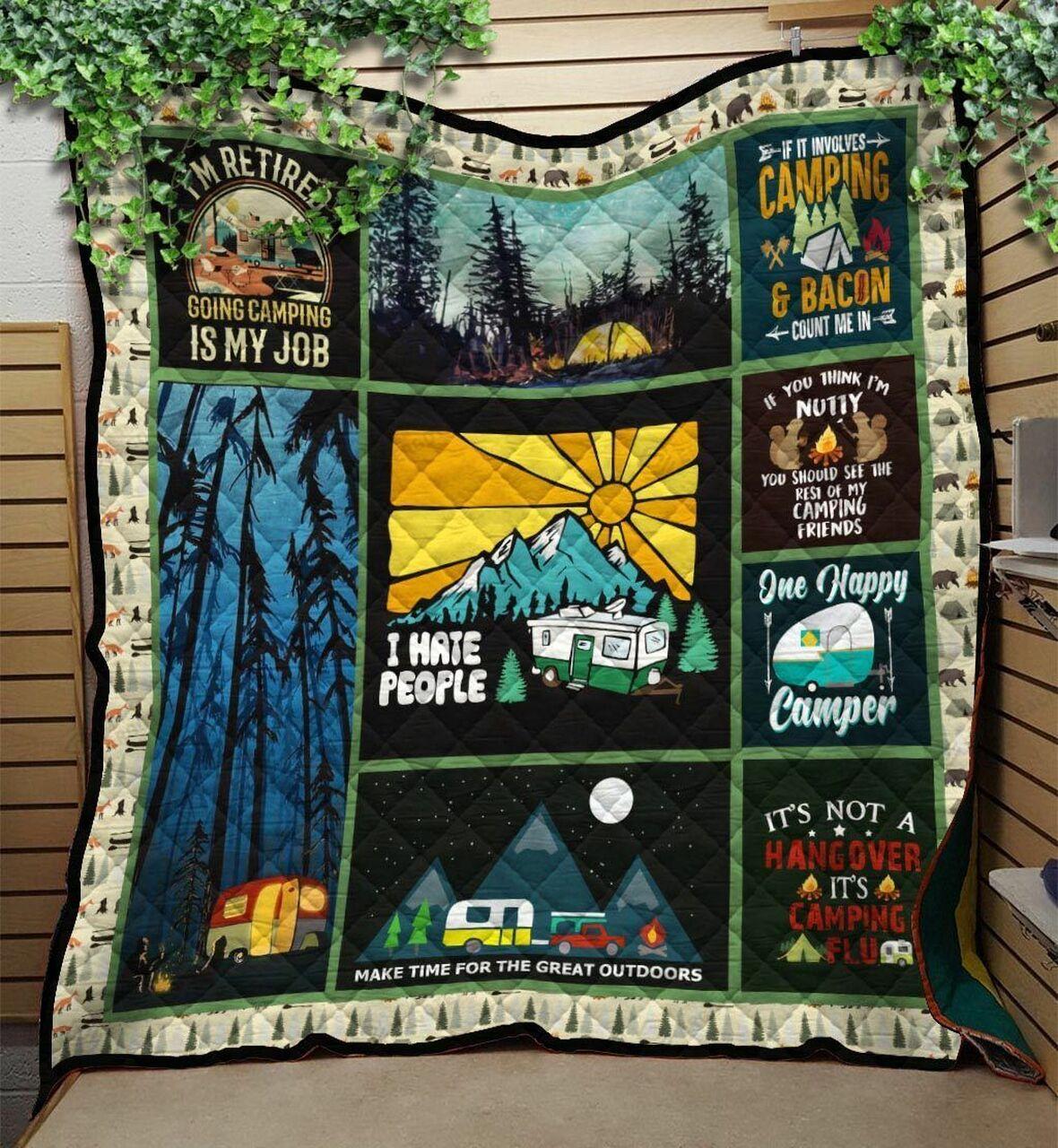 Camping Make Time For The Great Outd Quilt Blanket Greattomized Blanket G For Birthday C Thgiving
