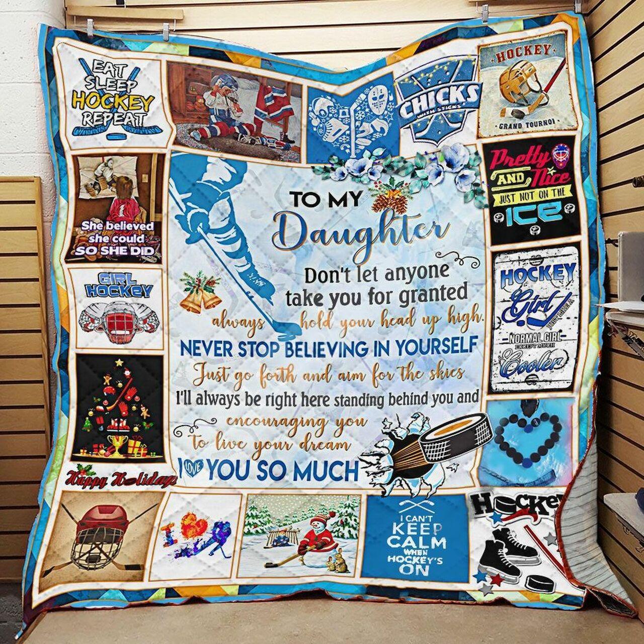 onalized Hockey To My Daughter Quilt Blanket I Love Yo Much Greattomized Blanket G For Birthday C Thgiving