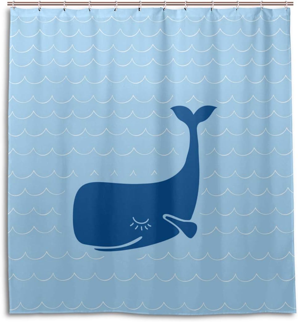 Fun Whale Cartoon Shower Curtain For Lively Bathroom Decor