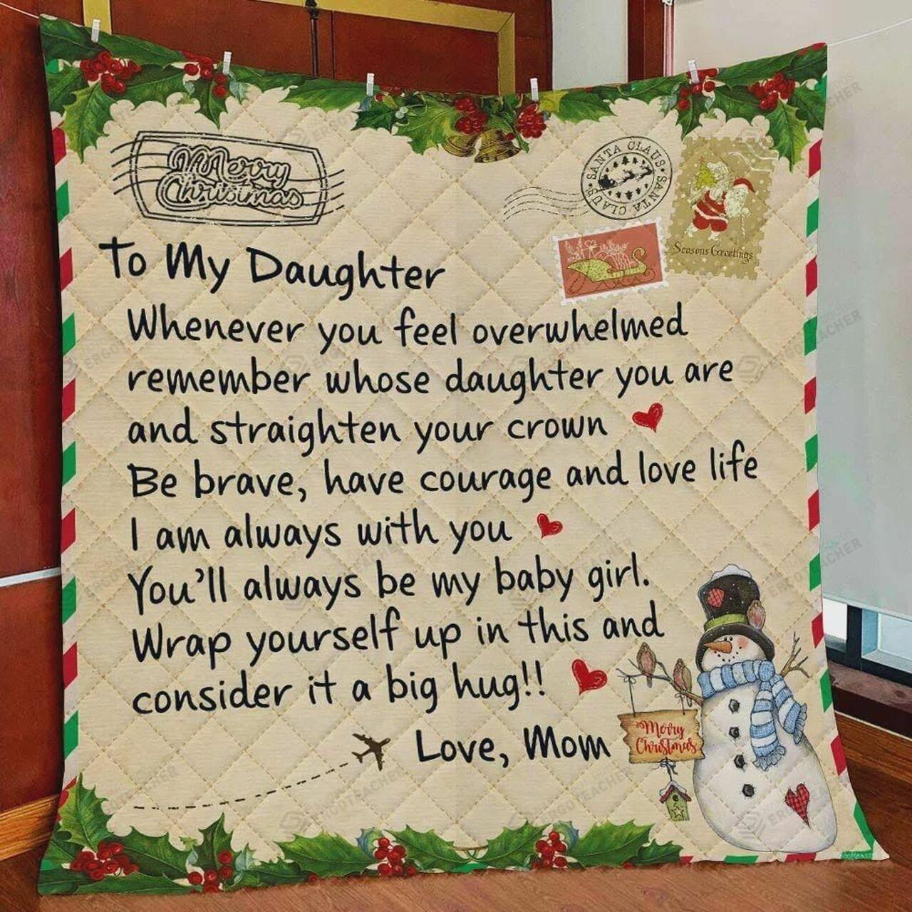 onalized C Letter To My Daughter Quilt Blanket From Mom Wrap Yelf Up In And ider It A Big Hug Greattomized Blanket G For Birthday C Thgiving