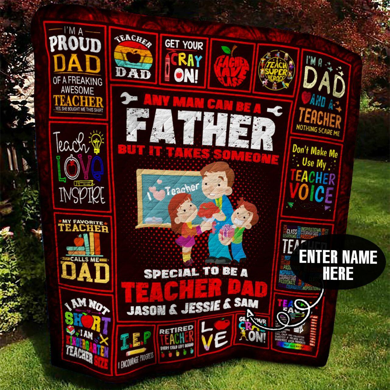 Teacher Dad onalized Quilt Blanket Bbb100m