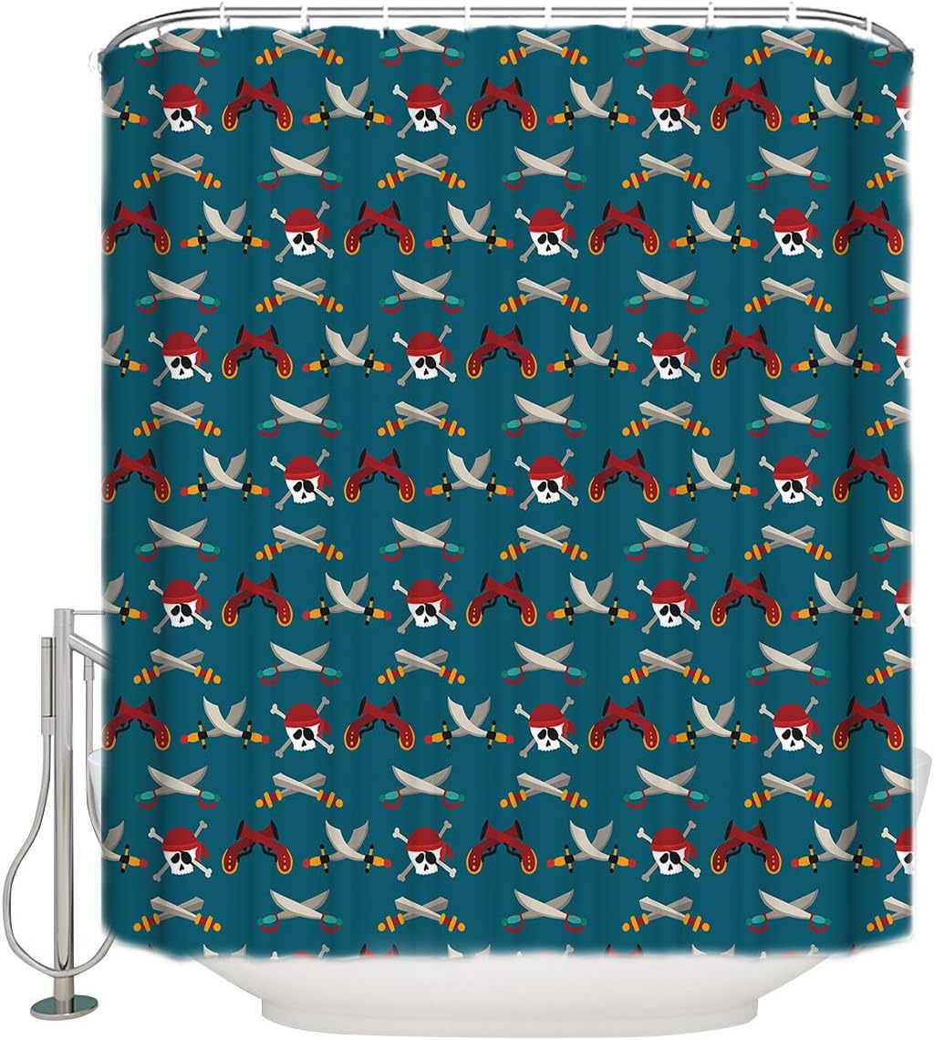Pirate And Skull Shower Curtain Dark And Mysterious Bathroom Decor With Waterproof Fabric