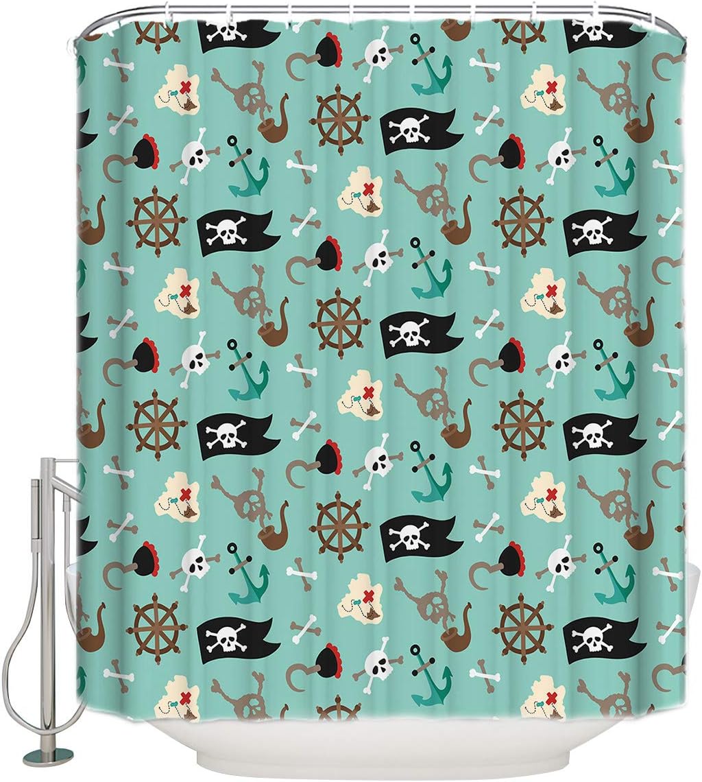 Pirate And Skull Shower Curtain Dark And Mysterious Bathroom Decor With Waterproof Fabric