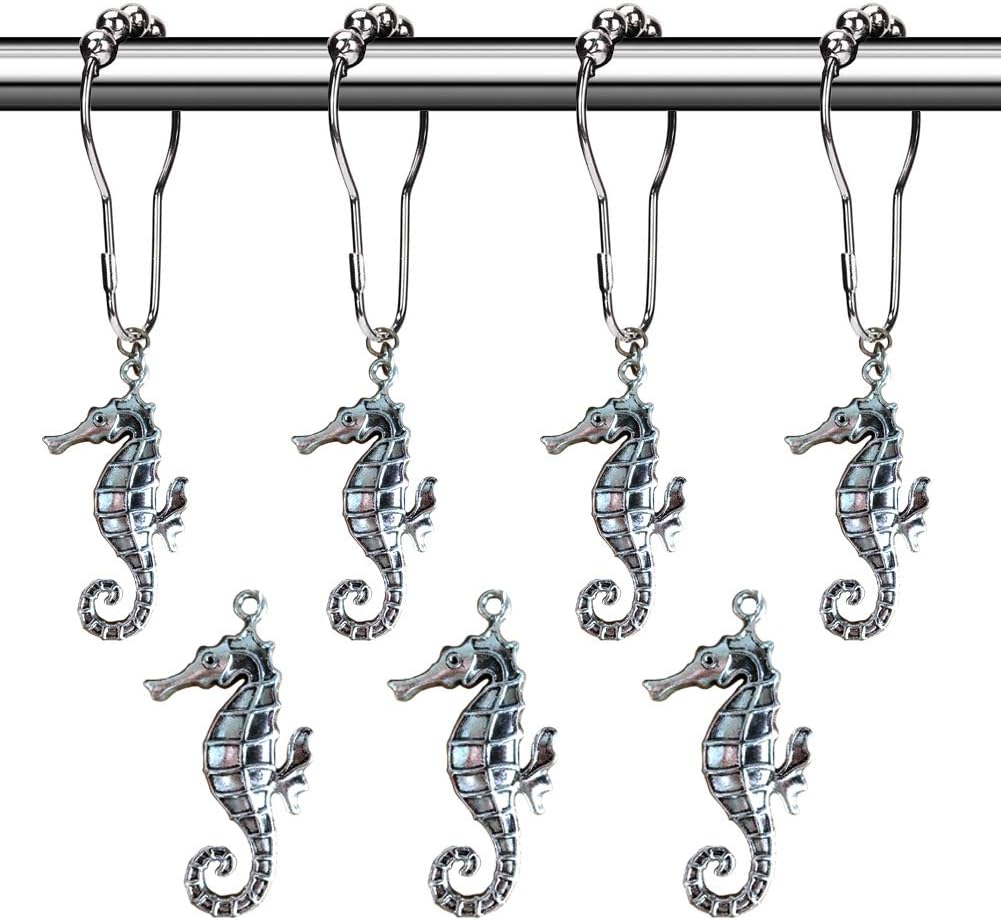 Seahorse Shower Curtain Hooks Coastal Bathroom Decor With Nautical And Seaside Accents