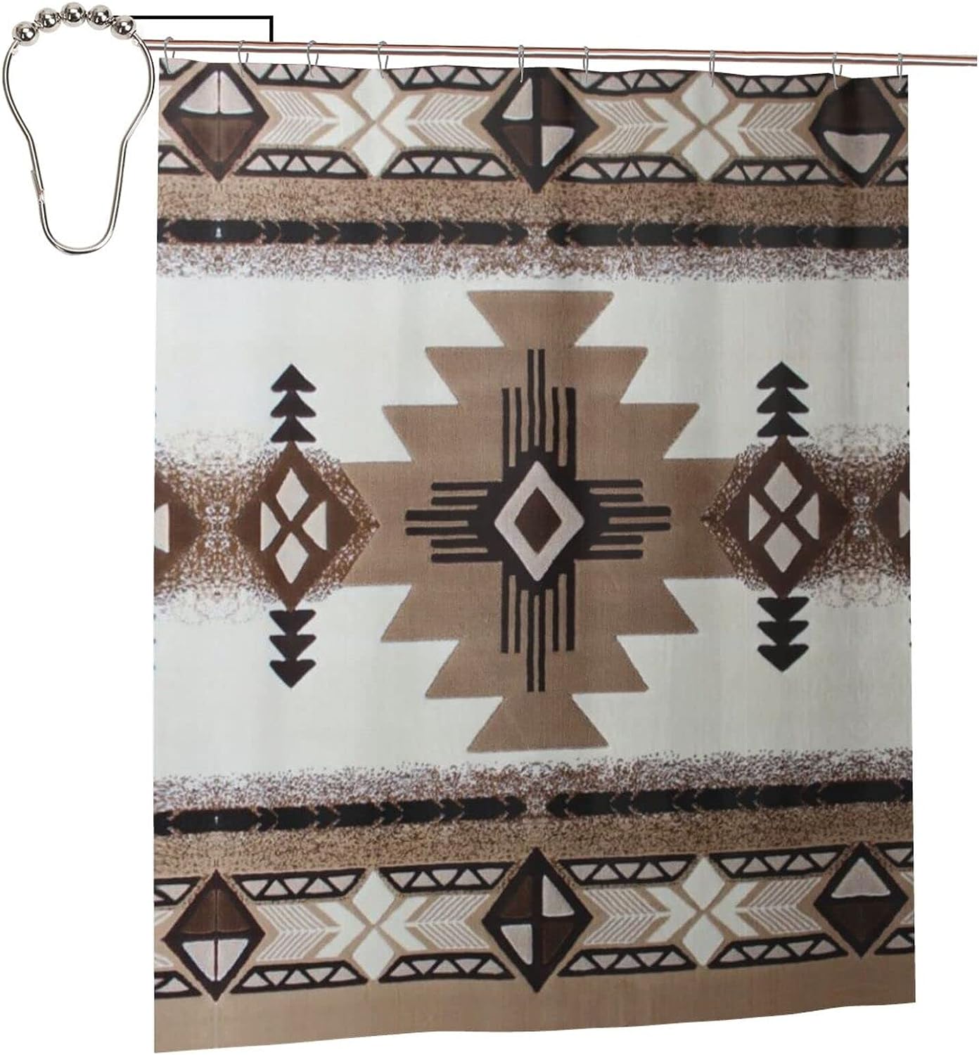 Native American Shower Curtain Western-Themed Bathroom Decor With Metal Grommets And Hooks