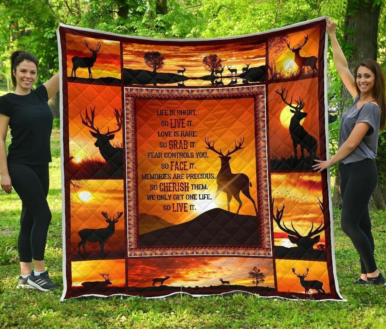 et Deer Lif Shoo Live It Lov Rao Grab It Quilt Blanket Greattomized Blanket G For Birthday C Thgiving