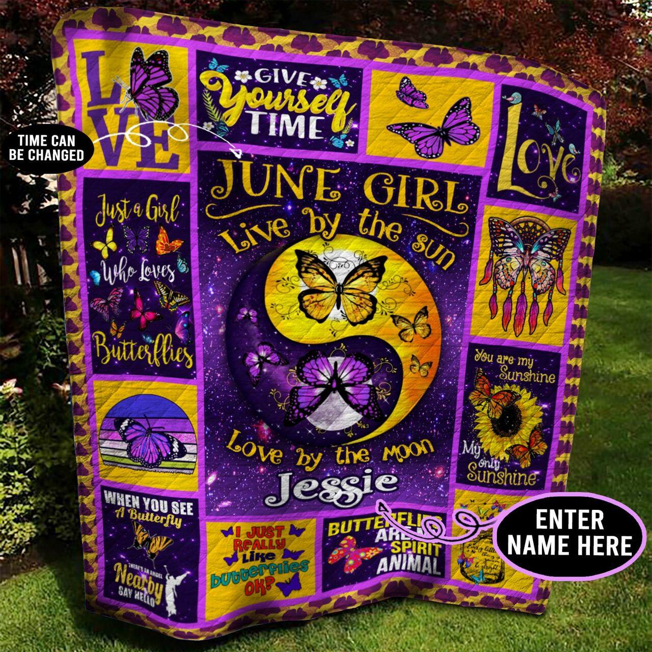 June Butterfly onalized Quilt Blanket Bbb100604Nb
