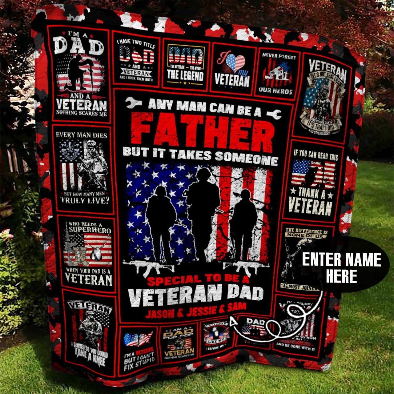 Veteran Dad onalized Quilt Blanket Bbb110m
