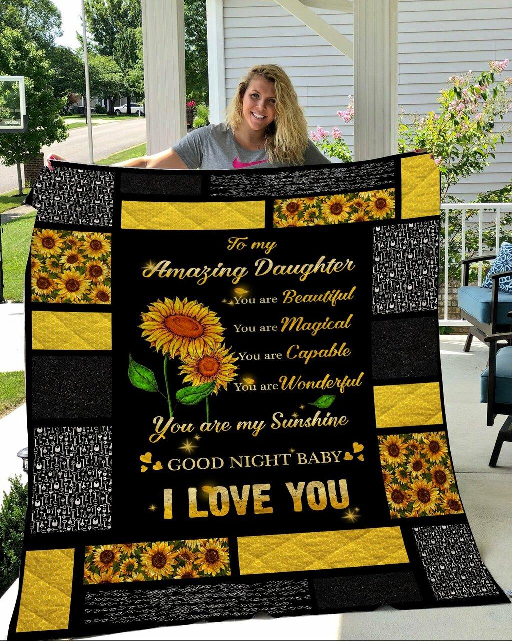 Sunflo To My Amazing Daughter Quilt Blanket Quilt