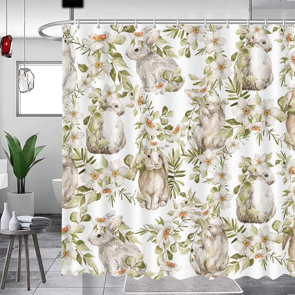 Easter Bunny And Floral Shower Curtain