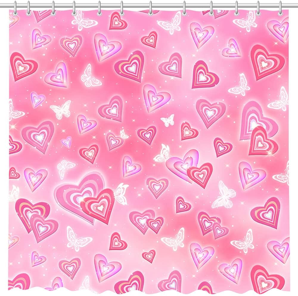 Romantic Hearts Valentines Day Shower Curtain