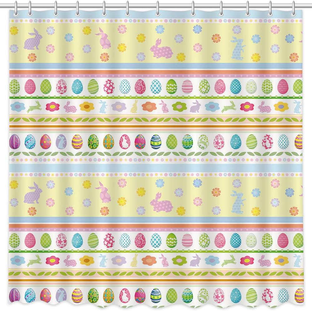 Colorful Striped Easter Eggs Shower Curtain