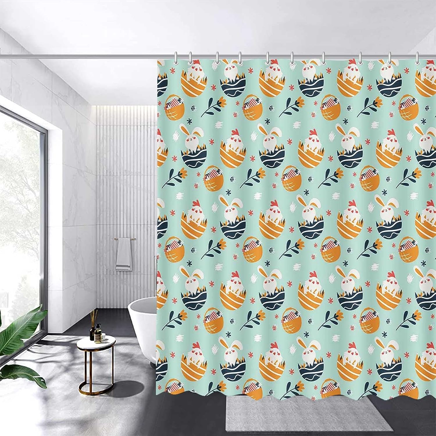 Easter Bunny And Eggs Shower Curtain
