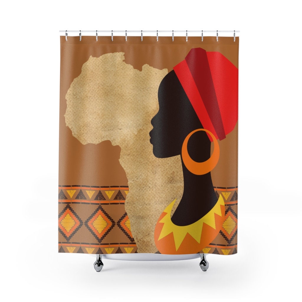 African Woman African Print Shower Curtain