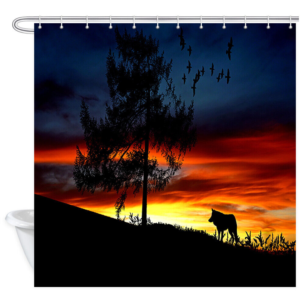 African Sunset Wolf Shower Curtain