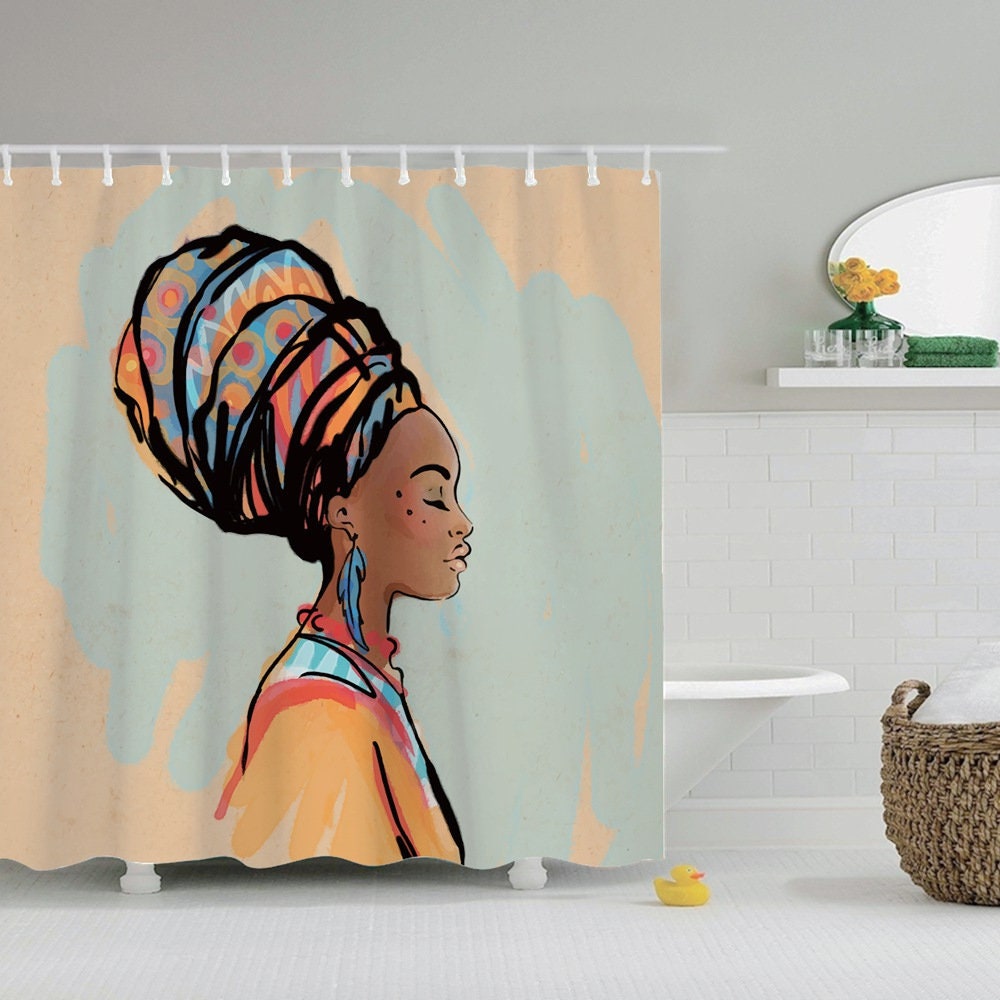 African Woman Bathroom Decor Shower Curtain