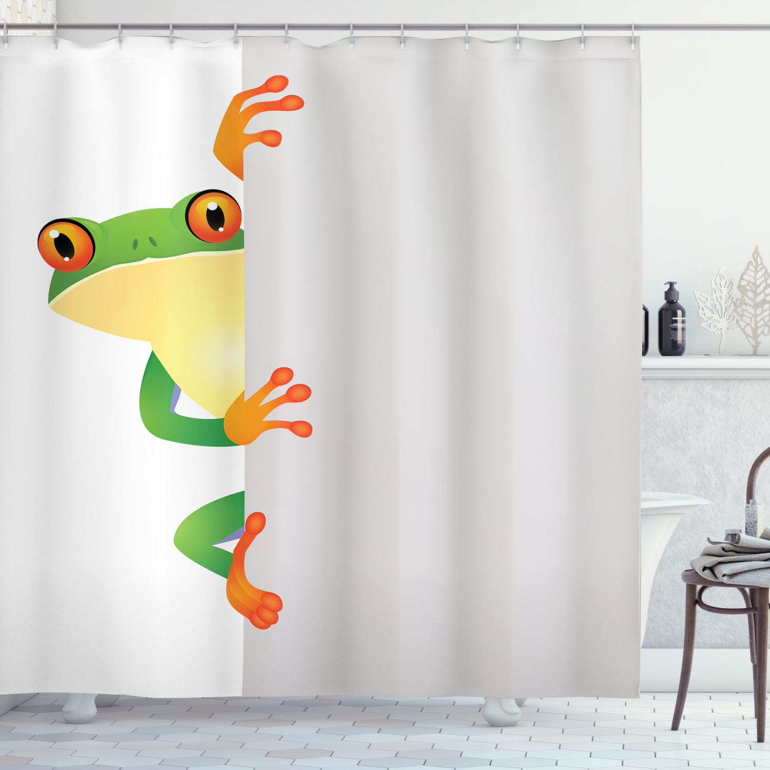 Frog Prince African Shower Curtain With Reptile Print For Whimsical Bathroom Decor