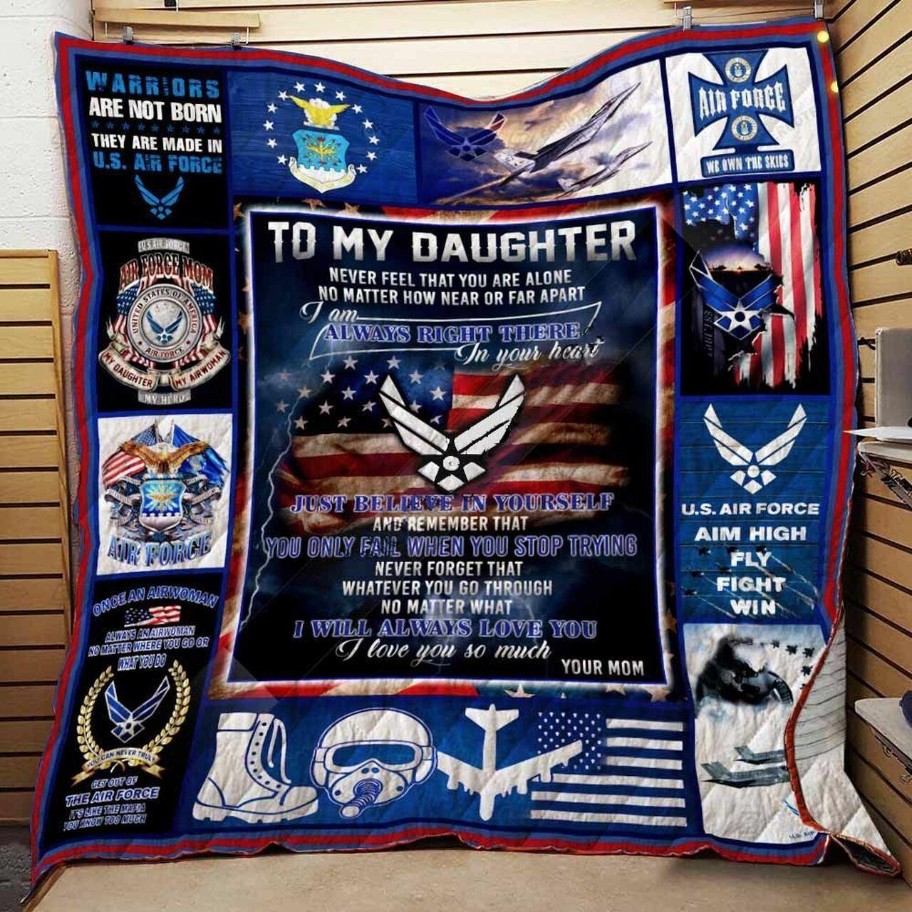 onalized Air Force To My Daughter From Mom Never Feel That You Are Alone Quilt Blanket Greattomized G For Birthday C Thgiving