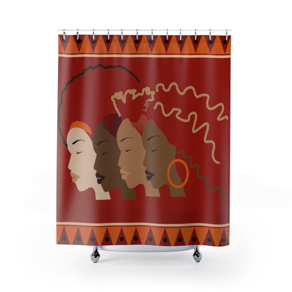 Serenity Profile Womens Shower Curtain With Natural Hair And African American Womens Faces