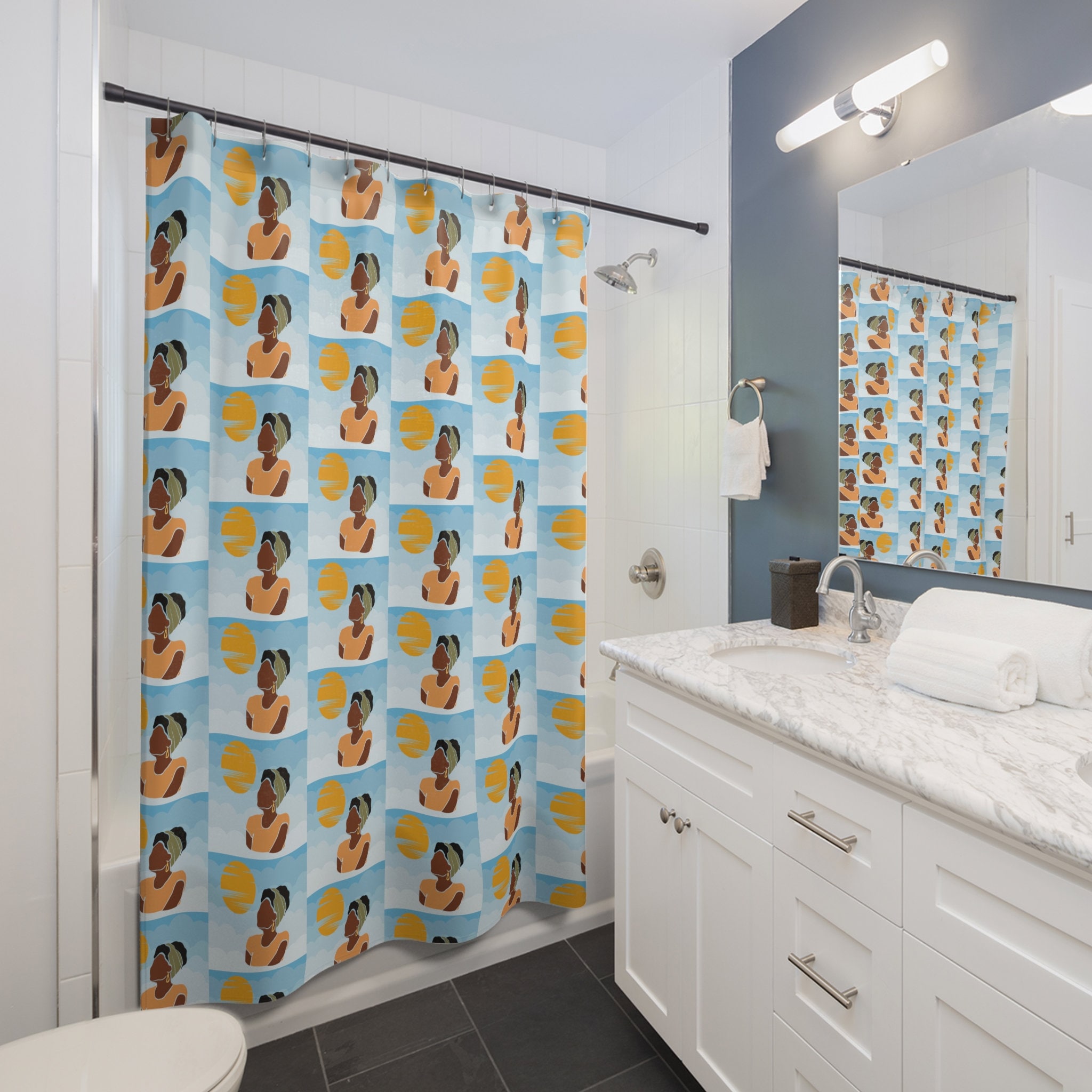 Clouds And Horizon African American Woman Shower Curtain