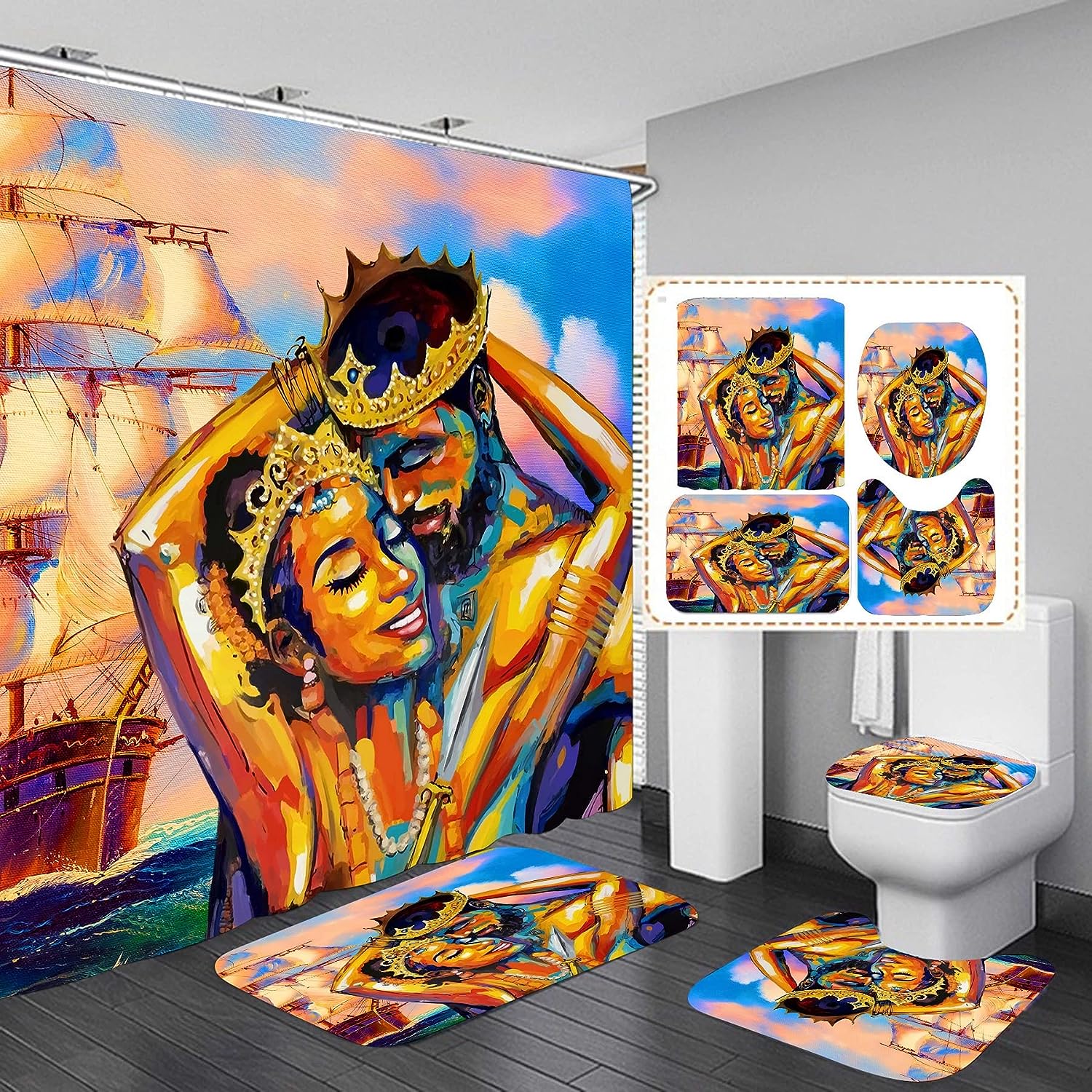Sunny Yellow African American Shower Curtain Bathrooms And Accessories Included For Bathroom Decor