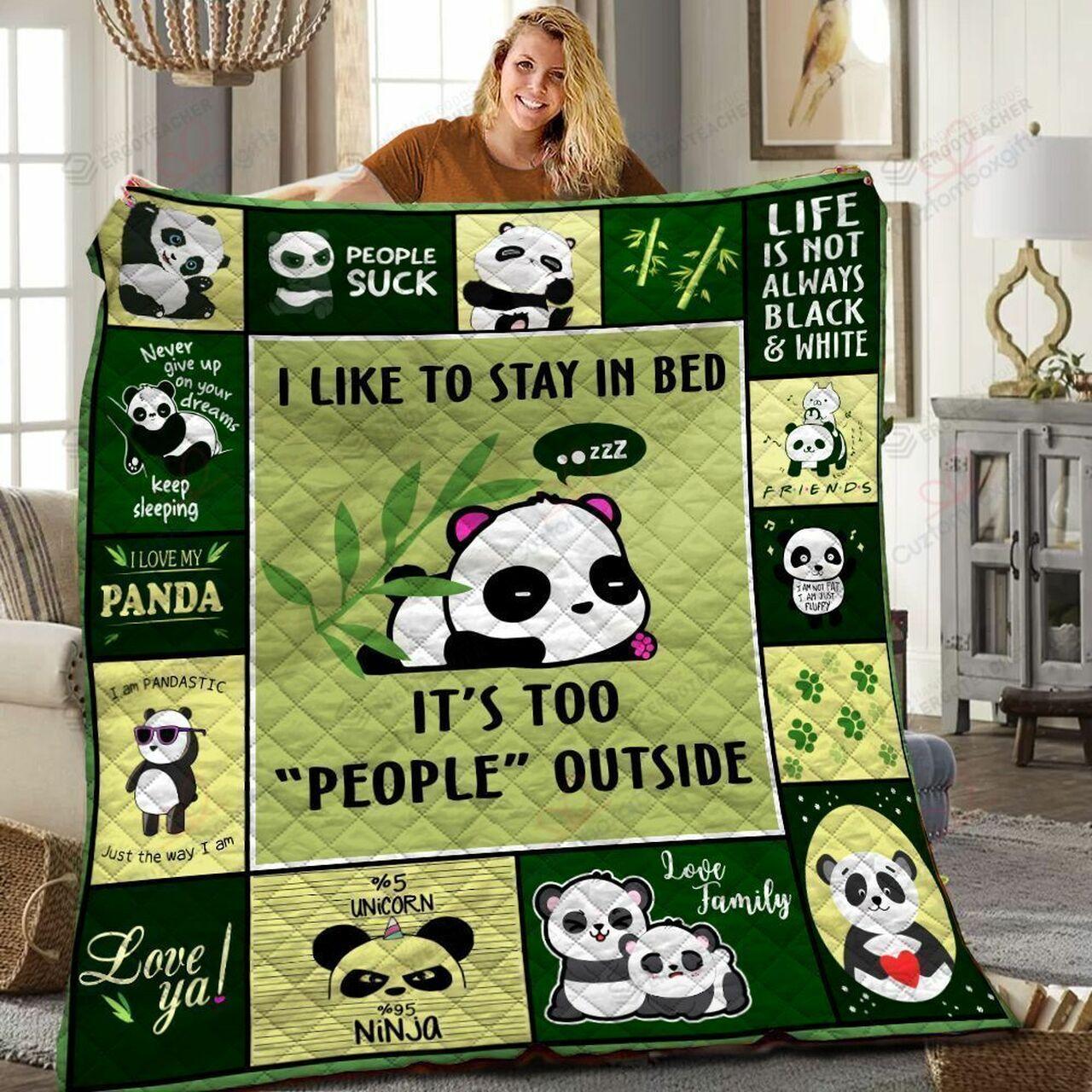 Panda I Like tay In Bed Too People ide Quilt Blanket Greattomized Blanket G For Birthday C Thgiving
