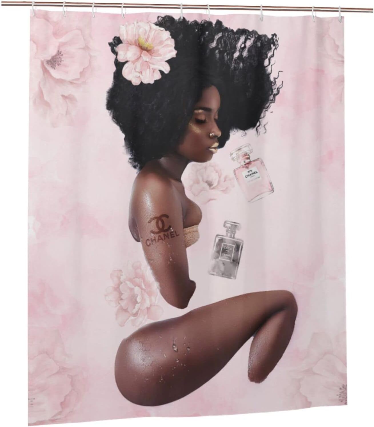 Inspiring Black Girl Fashion Shower Curtain Motivational Bath Decor