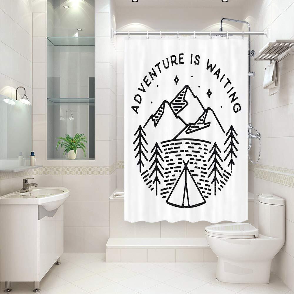 Small Adventure Shower Curtain With Waterproof Fabric For Rv Camper