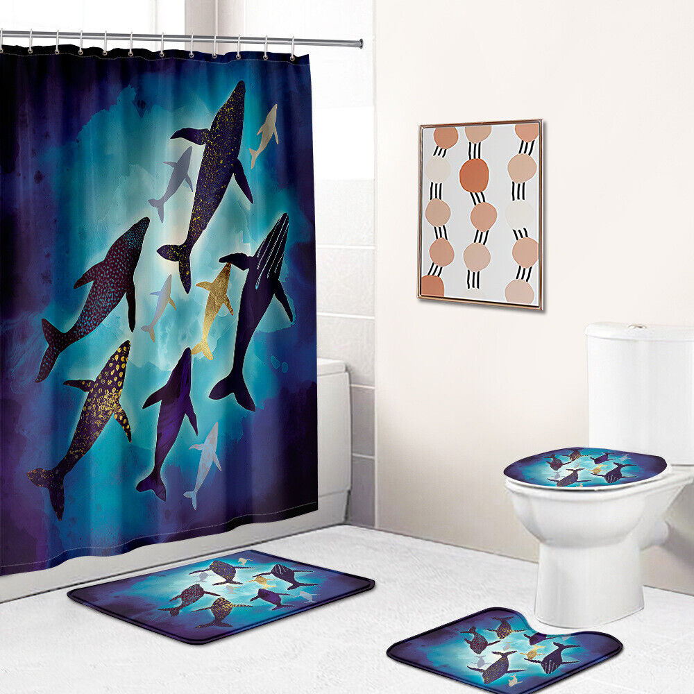 Friendly Whale Shower Curtain For Underwater Life Bathroom Decor