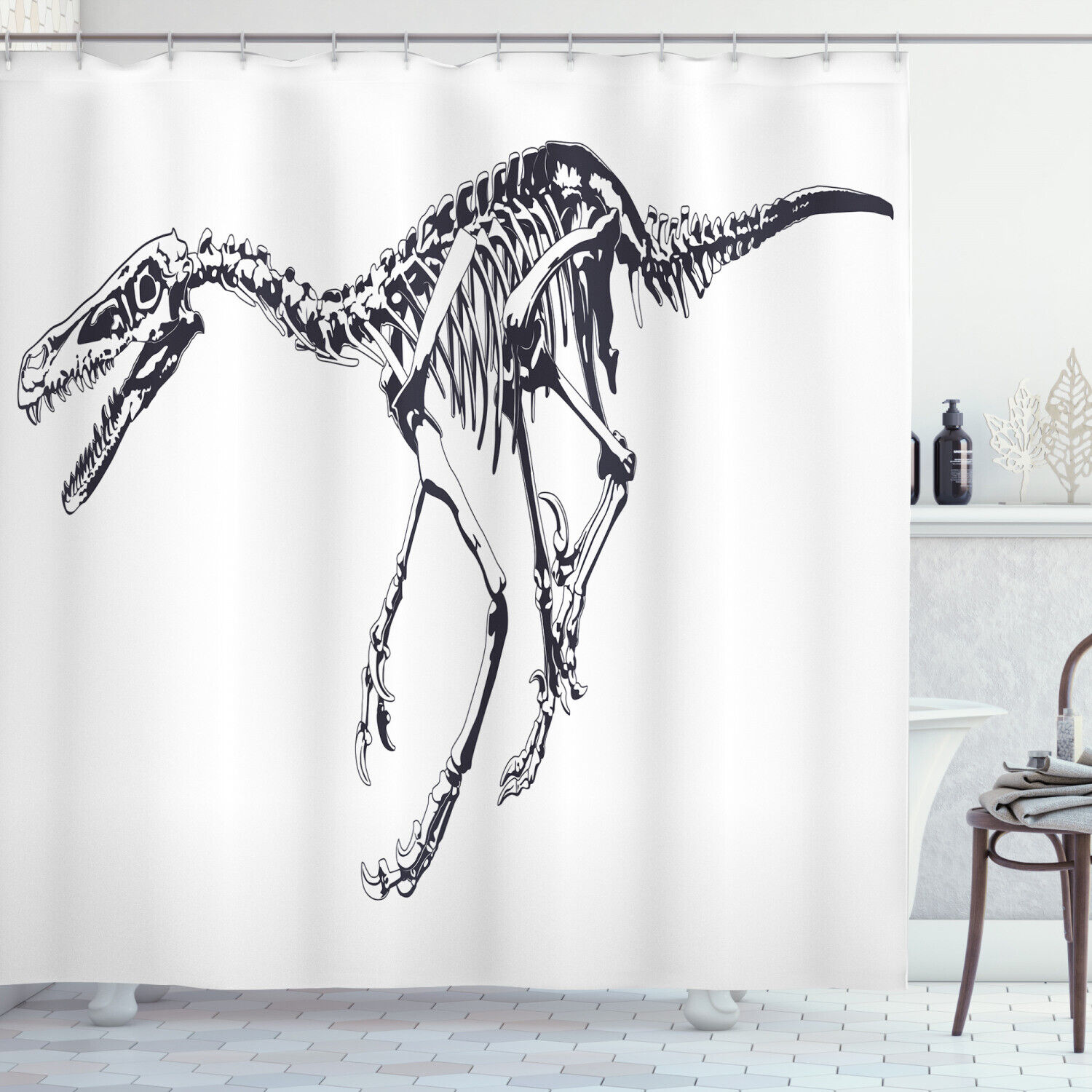 Dinosaur World Shower Curtain For Kids Bathroom Decor
