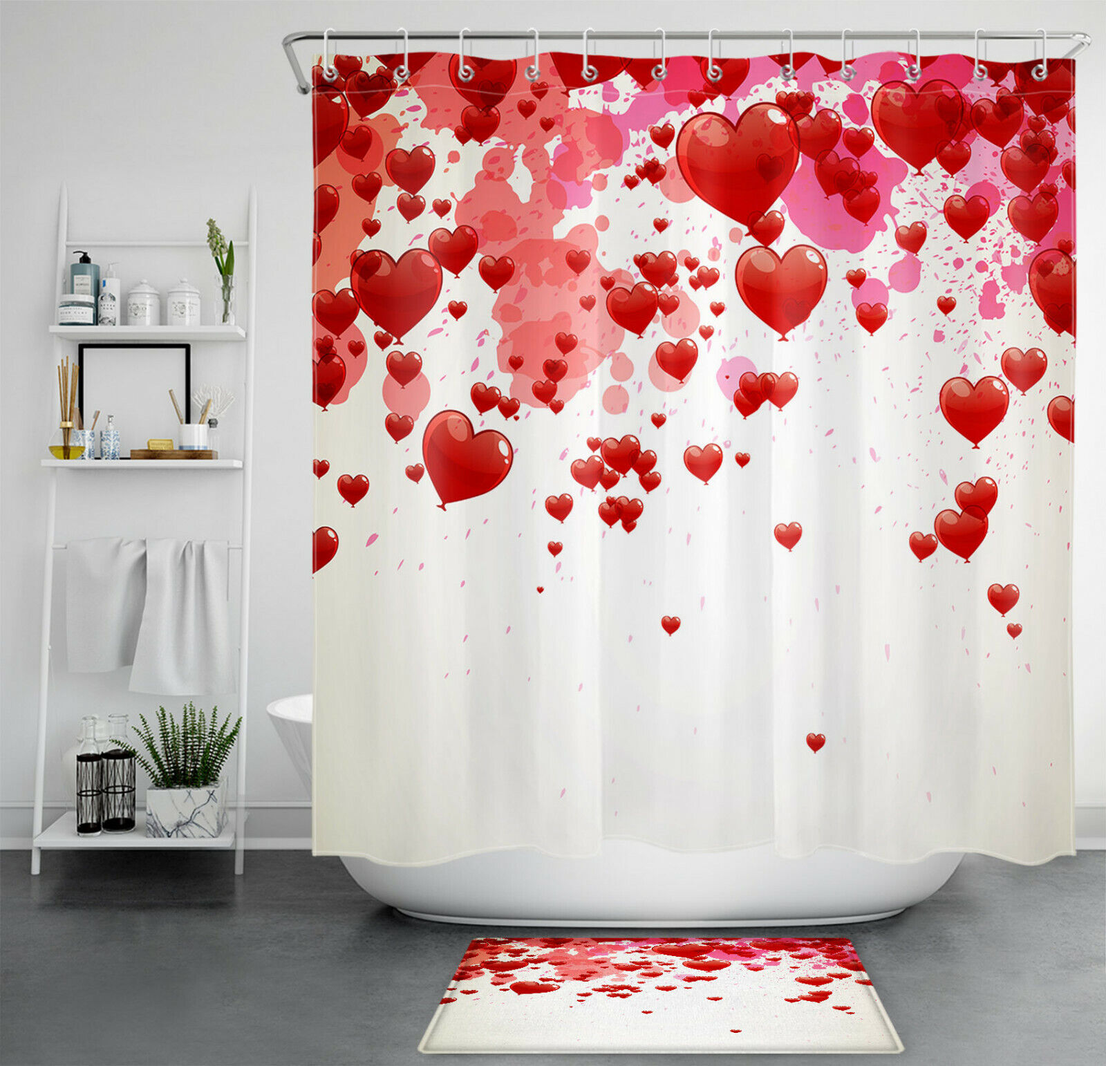 Hearts And Love Shower Curtain For Romantic Bathroom Decor