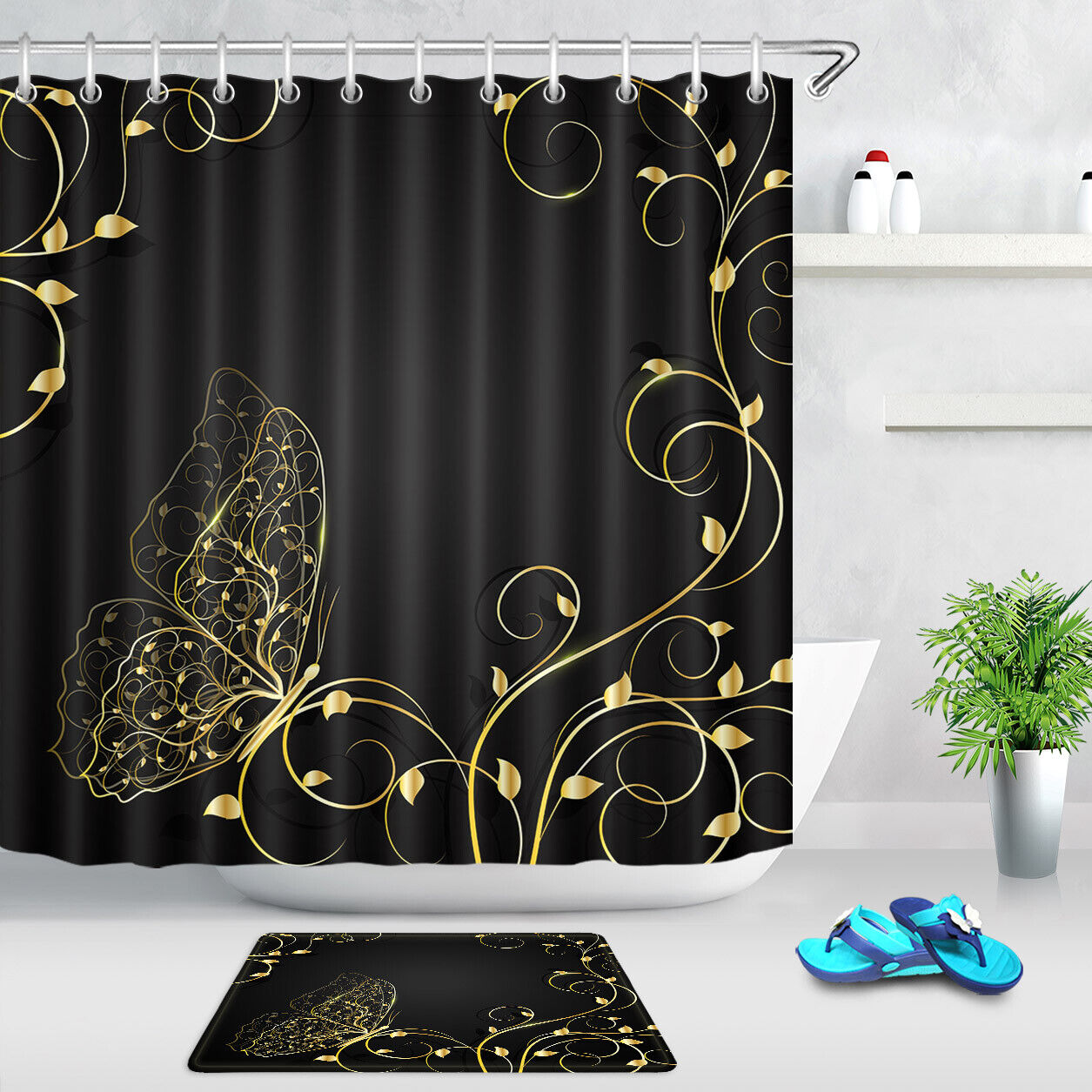 Rose Gold Luxurious Shower Curtain For Chic And Elegant Bathroom Decor