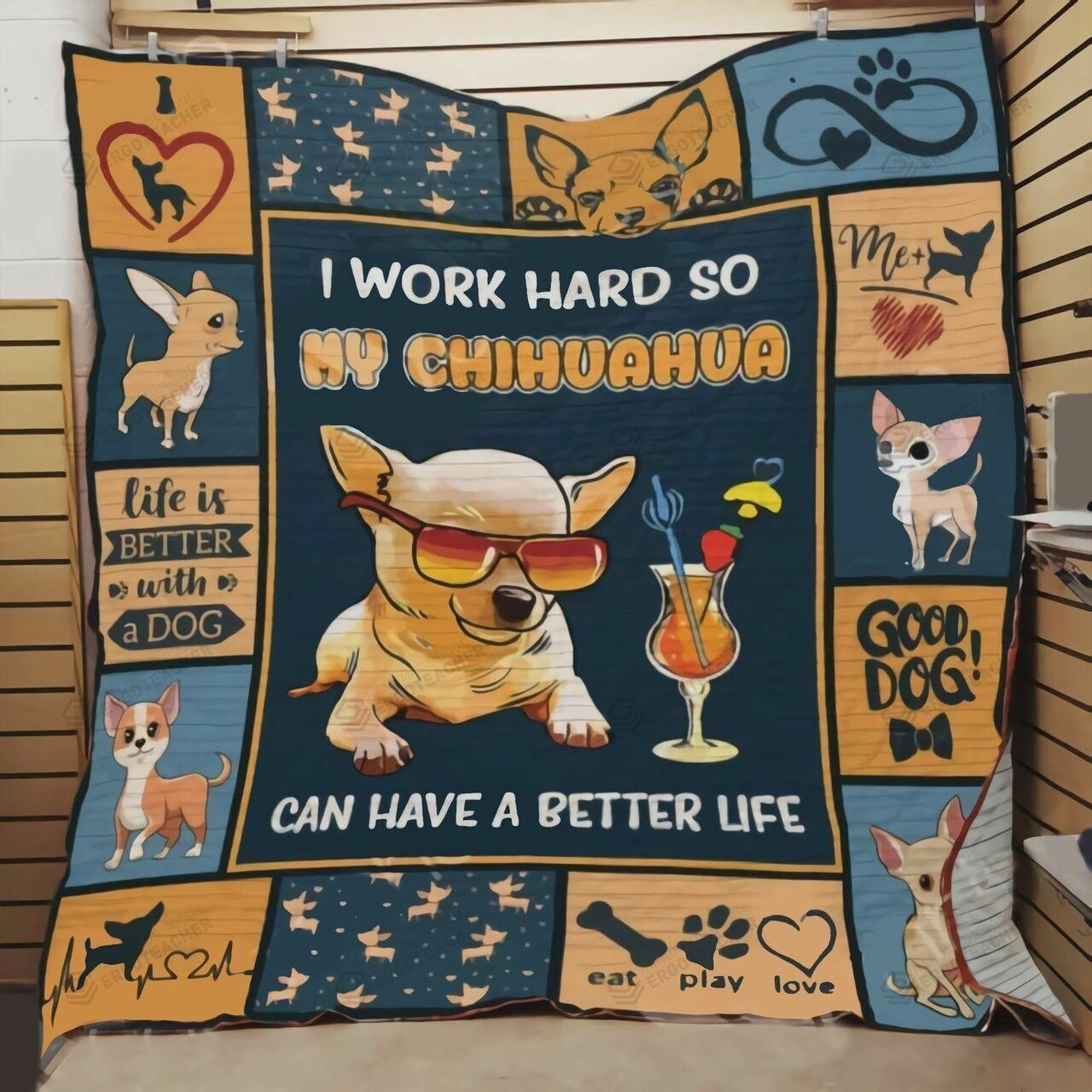 Cute Chihuahua Weariunses Lif Better With Chihuahua Quilt Blanket Greattomized Blanket G For Birthday C Thgiving