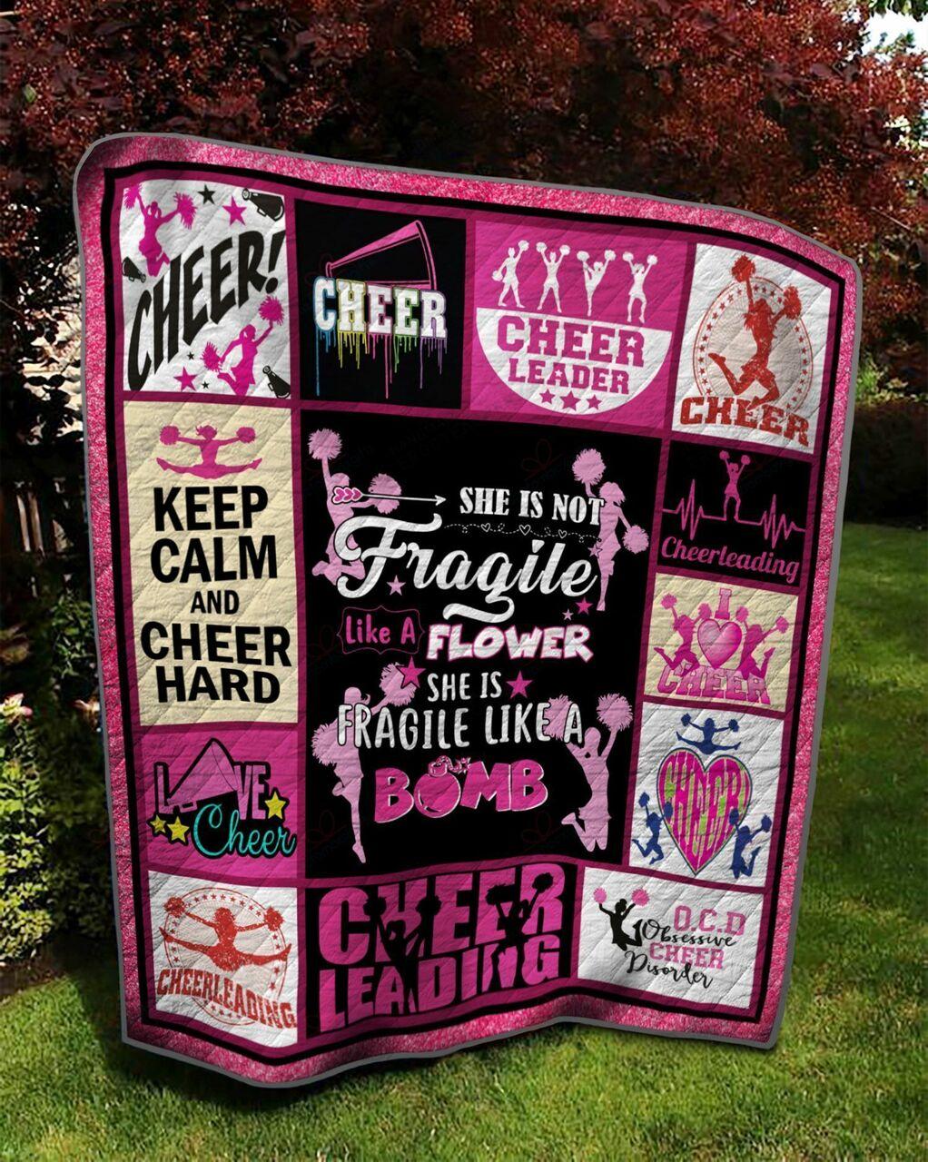 CheerleadiheS Not Fragile Like A FlowheS Fragile Like A Bomb Quilt Blanket Greattomized Blanket G For Birthday C Thgiving