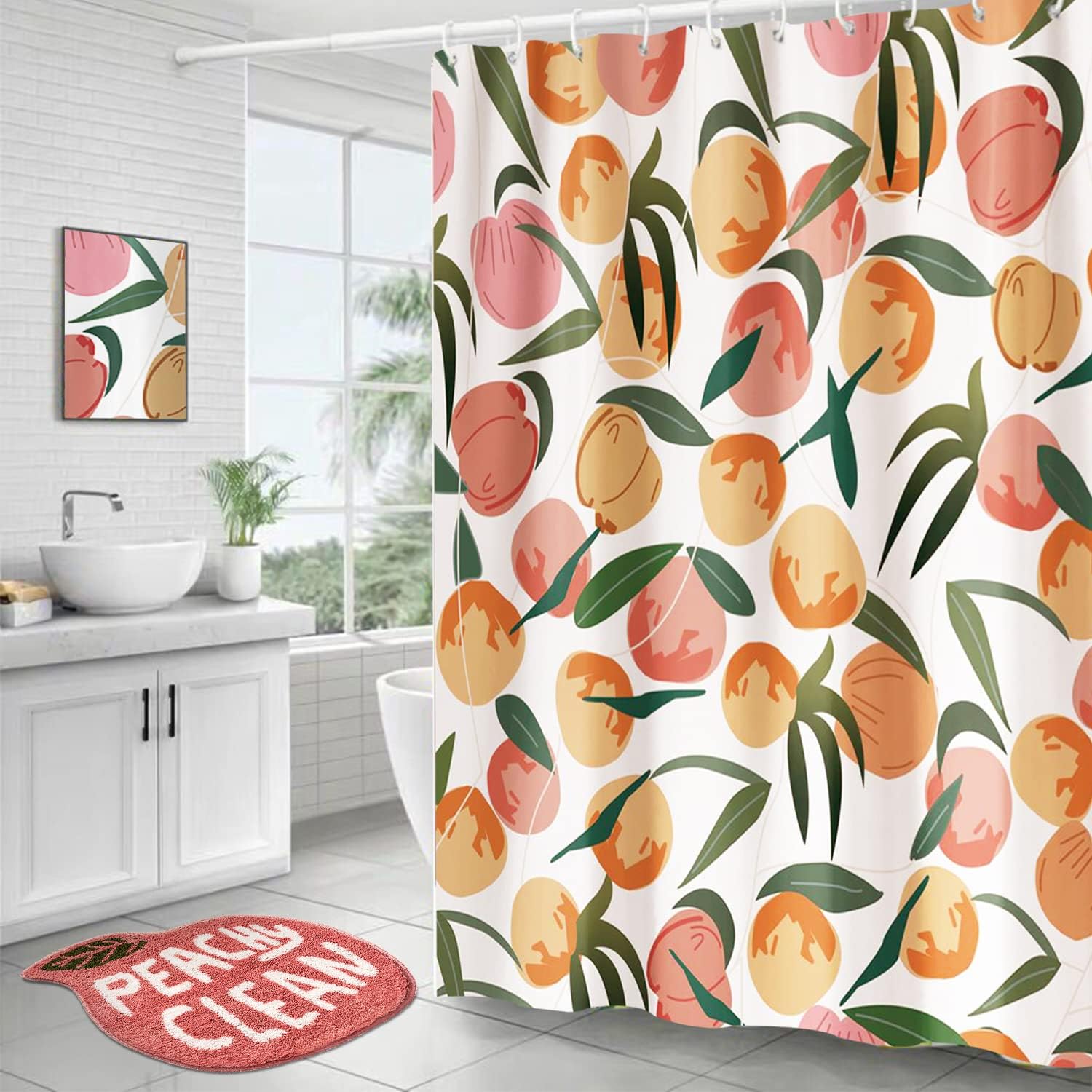 Floral Border Colorful Victorian Boho Shower Curtain Abstract Design With Herbs And Wild Flowers Botanical Engraving Style