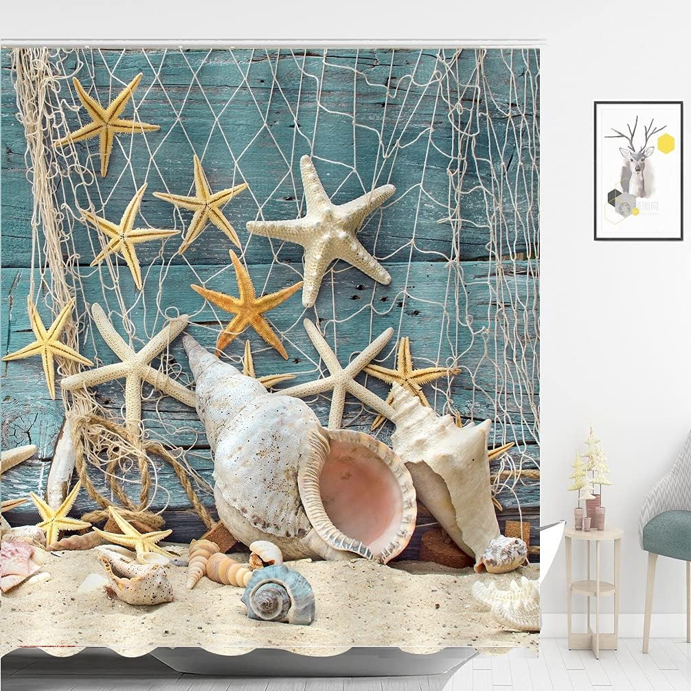 Digital Printed Star Shower Curtain Abstract Design With Waterproof Material For Bathroom Decor