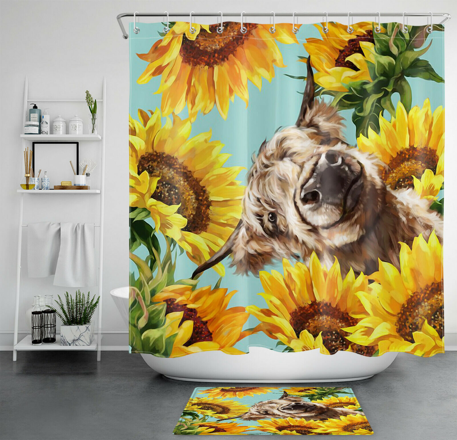 Floral Border Engraved Boho Shower Curtain Abstract Design With Herbs And Wild Flowers Botanical Style For Bathroom