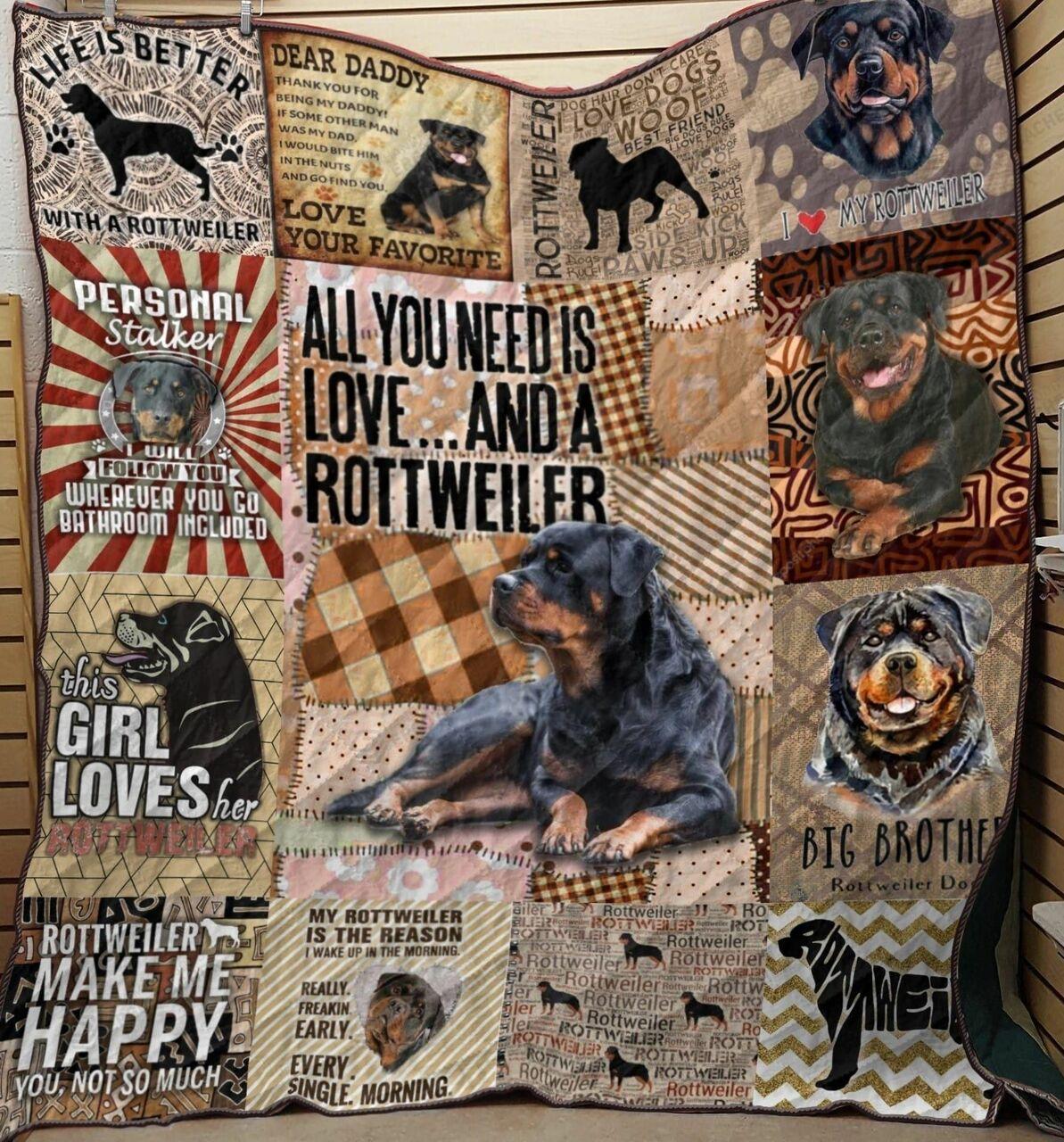 All You Nee Love And Rottweiler Quilt Blanket Greattomized Blanket G For Birthday C Thgiving