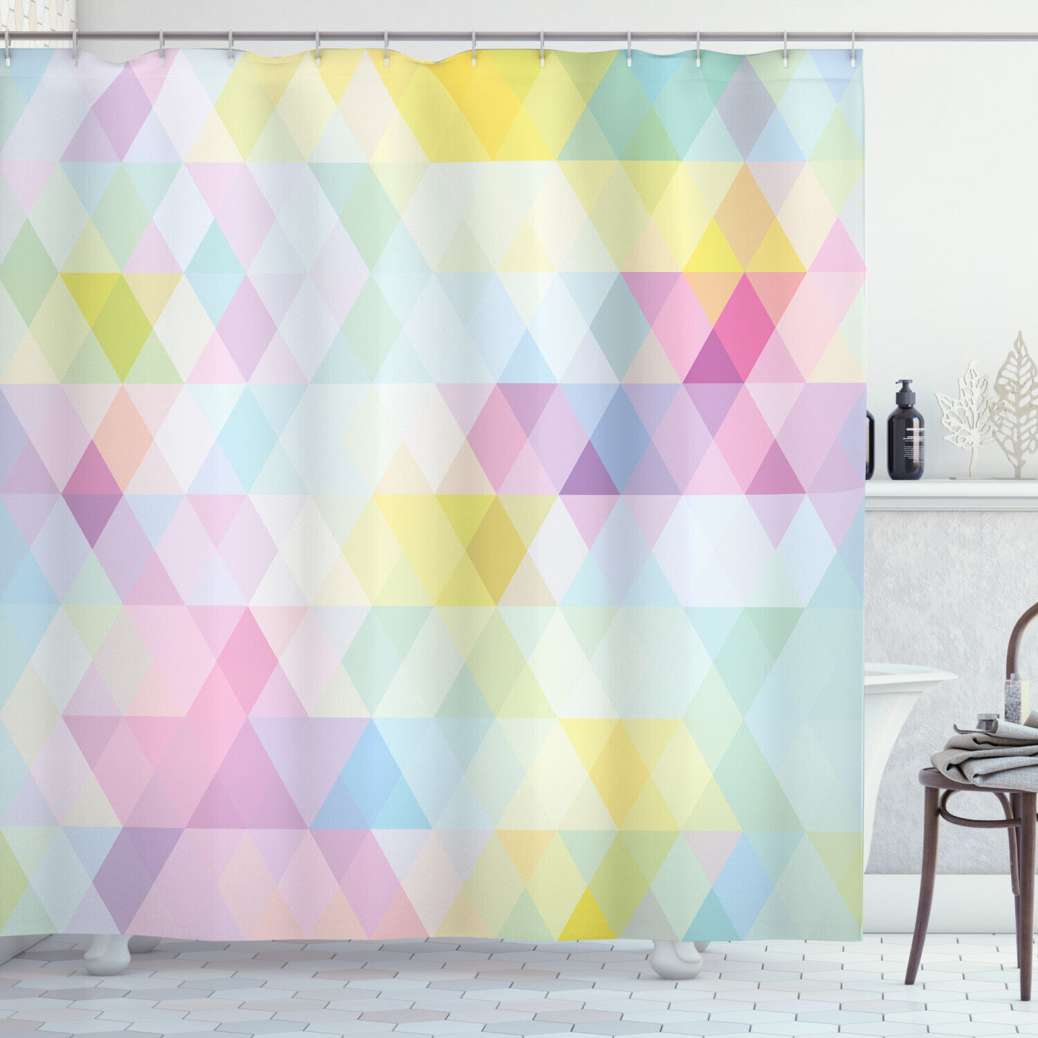 Rhombus Art Print Abstract Geometric Shower Curtain For Creative Bathroom Decor